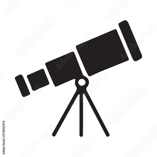 Simple silhouette icon of a telescope on a tripod
