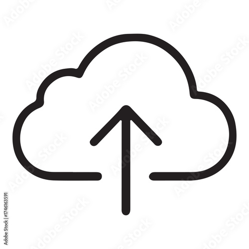 Cloud upload icon symbol simple line art digital graphic