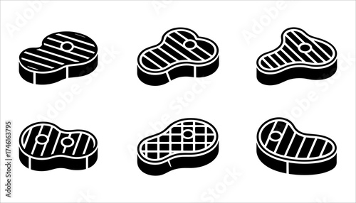 Grilled Steak Illustration, Barbecue Meat Icon, Food and Cuisine Vector.