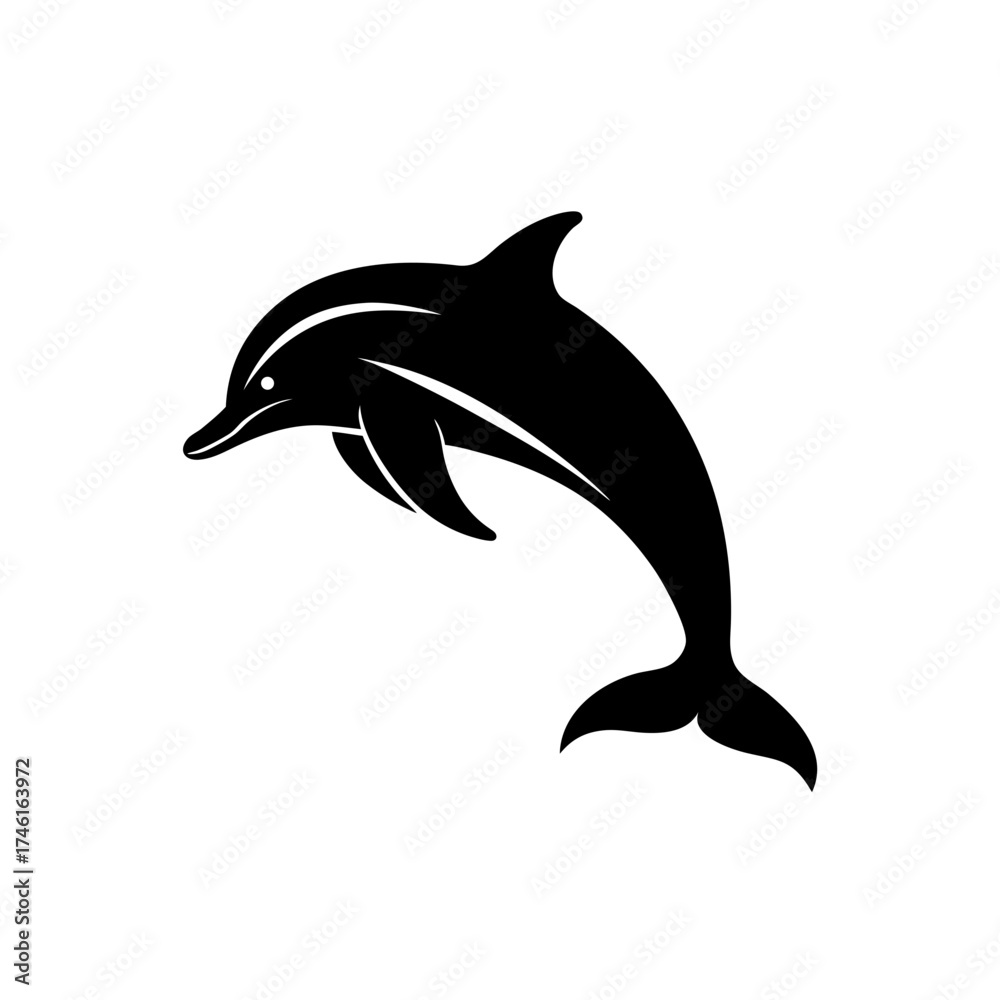 Fototapeta premium Silhouette of a dolphin on transparent background