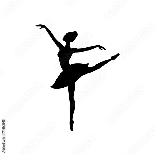 Silhouette of a ballerina on transparent background