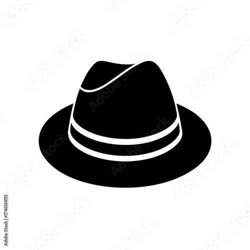 Silhouette of a fedora hat on transparent background