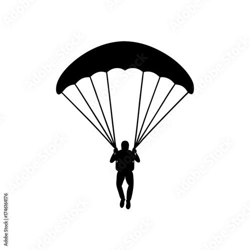 Silhouette of paragliding on transparent background
