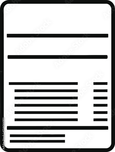 Simple black and white icon of a nutrition facts label with placeholder text