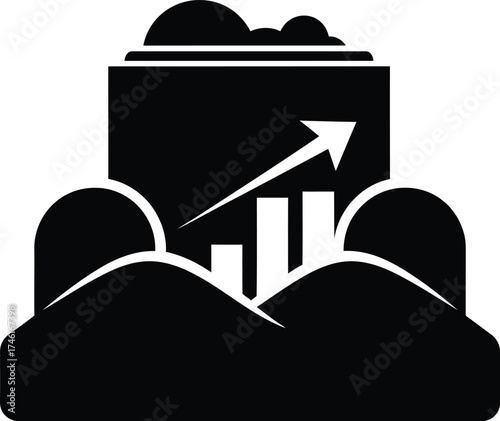 Renewable energy crowdfunding concept with upward trend graph and growing investment symbol