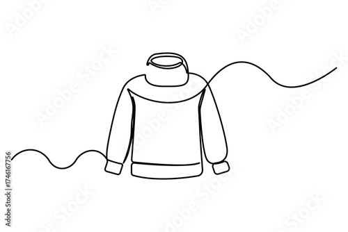 Continuous one line drawing of sweater minimalist clothing outline vector illustration on white background
