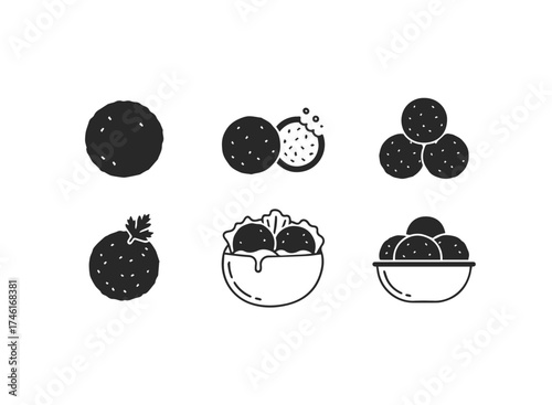 Collection of meatballs and falafel icons