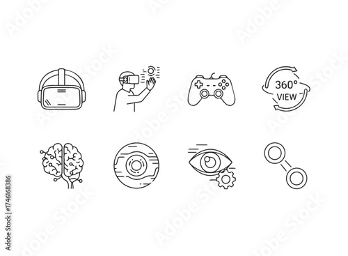 Virtual reality and augmented reality technology icons