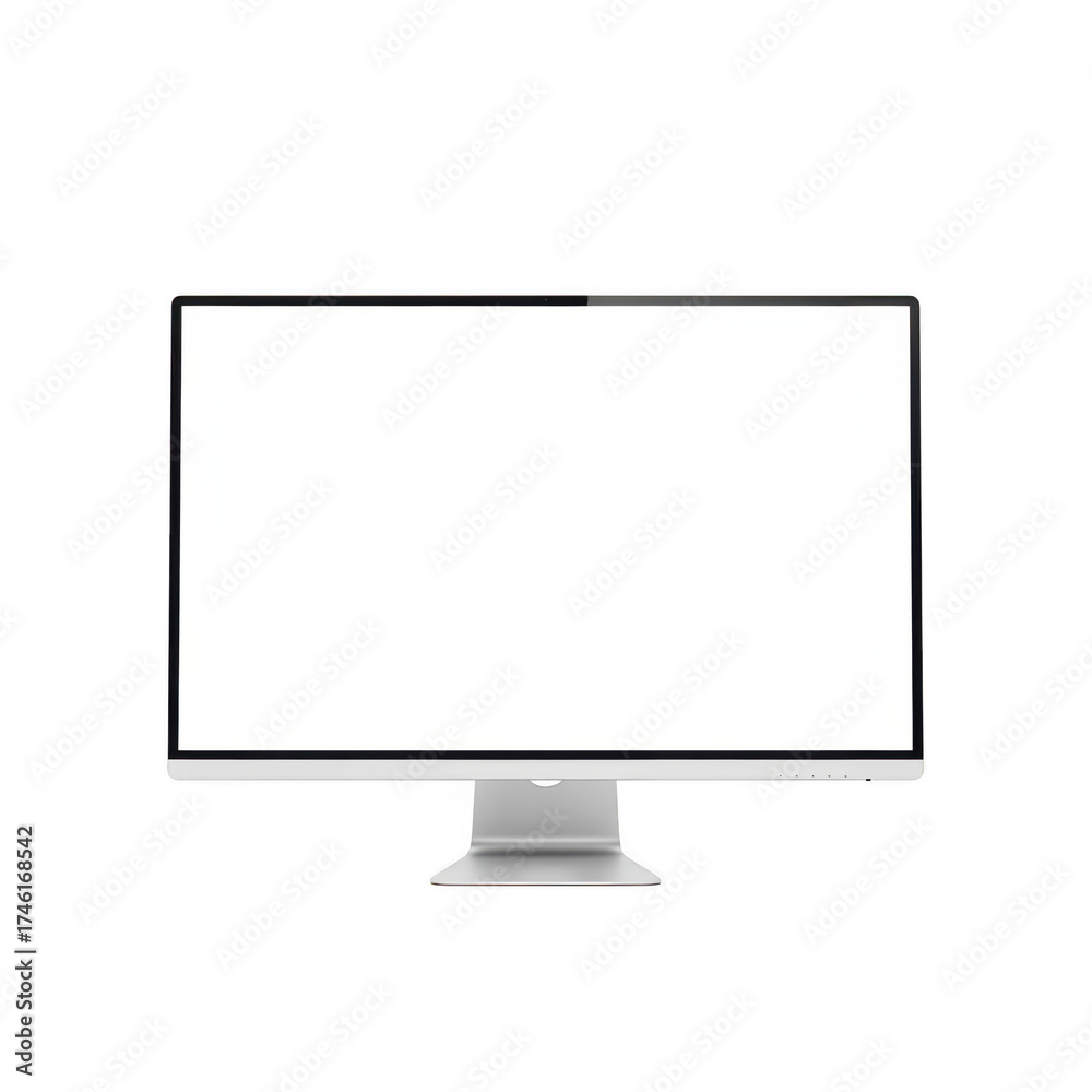 Fototapeta premium Modern sleek computer monitor display screen with minimalist stand isolated on transparent background for digital design projects