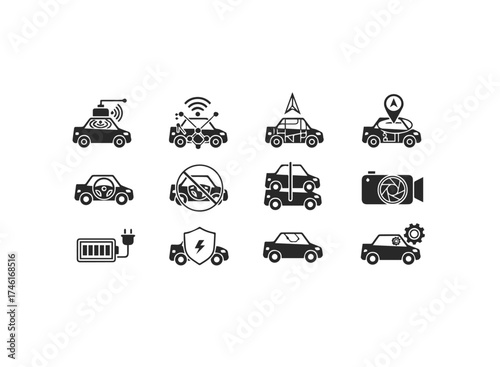 Collection of autonomous car icons