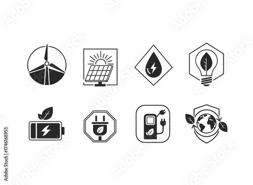 Set of ecofriendly energy and environment icons