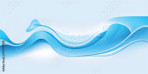 Abstract blue background featuring flowing wave lines and a subtle water pattern for a digital design illustration