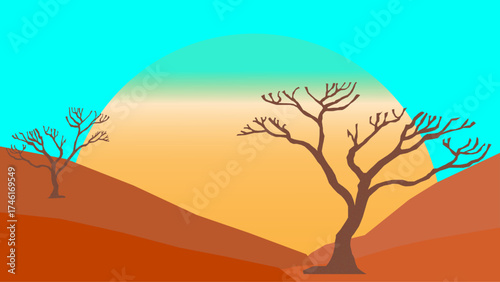 lonely tree in the sunset