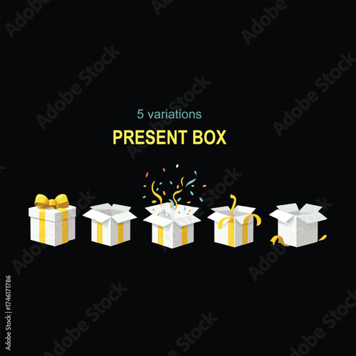 A red Christmas present box with a ribbon and bow makes a festive holiday decoration