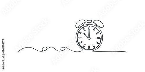 Alarm clock drawn with a single continuous line