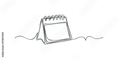 Single Line Drawing of a Desk Calendar