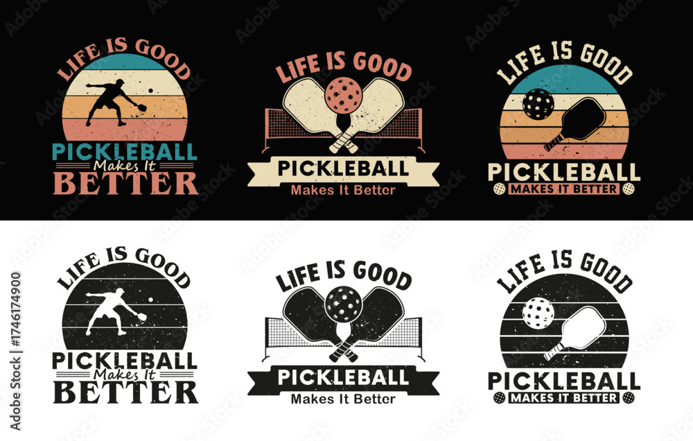Φωτογραφία Life is good pickleball makes it better t-shirt design, Funny pickleball t-shirt design, Vintage t-shirt svg, Grunge pickleball t-shirt vector