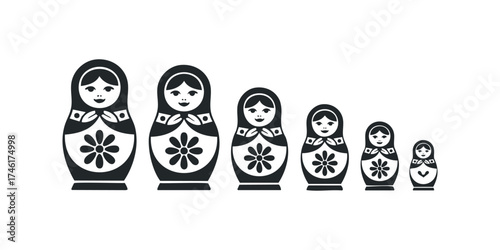 Set of stacked nesting dolls with floral design