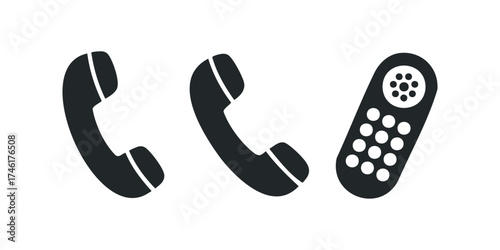 Multiple telephone handsets and receiver icons