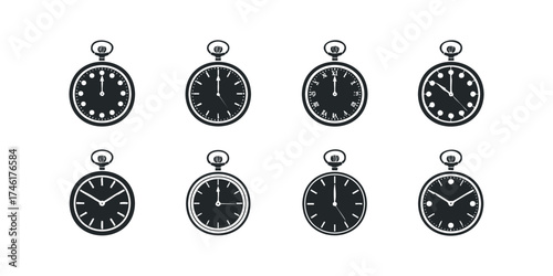 Collection of Eight Vintage Pocket Watch Silhouettes