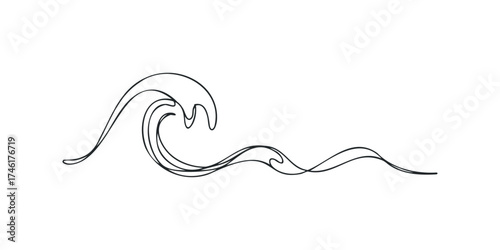 Continuous Line Drawing of Ocean Wave Form