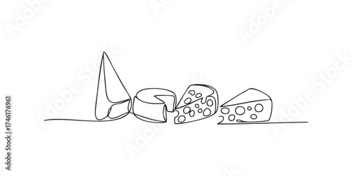Line Drawing of Assorted Cheese Pieces