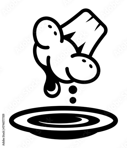 Serving food icon vector showing cooked vegetable placed on plate, ready to eat.