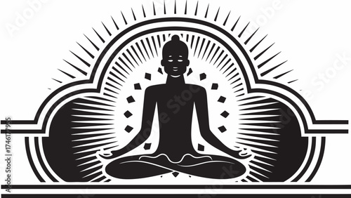 Serene yoga posture silhouette with mindful expression inspires relaxation and balance in life