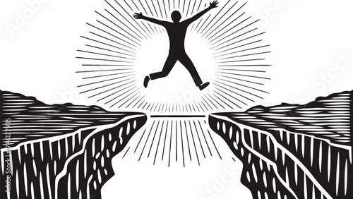 Leaping to success over obstacles a conceptual illustration of triumph and overcoming challenges