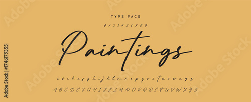 Hand drawn vector alphabet. Modern monoline signature script font. Elegant Signature Font. Best Alphabet Beautiful Calligraphy Signature Font