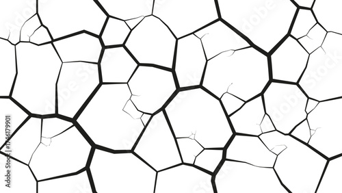 Cracked Surface Texture on White Background for Abstract Design