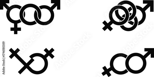 Gender symbols, sexual orientation icons, LGBT pride, diversity illustration, equality concept, vector design, identity signs, inclusive community, relationship symbols, sexuality graphics