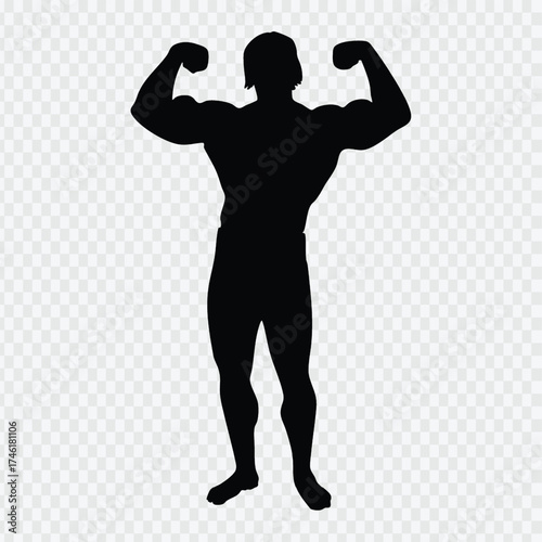Black silhouette vector of a bodybuilder man pose and a woman dancing figure in sport illustration