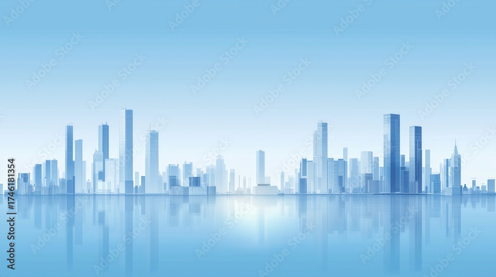 Fototapeta premium Blue Cityscape Reflection