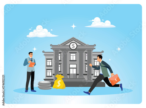 Small business owners get money loans from banks.