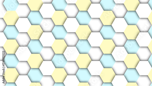 Abstract geometric backdrop with interlocking hexagons. Light and airy texture with a subtle shadow effect for depth.