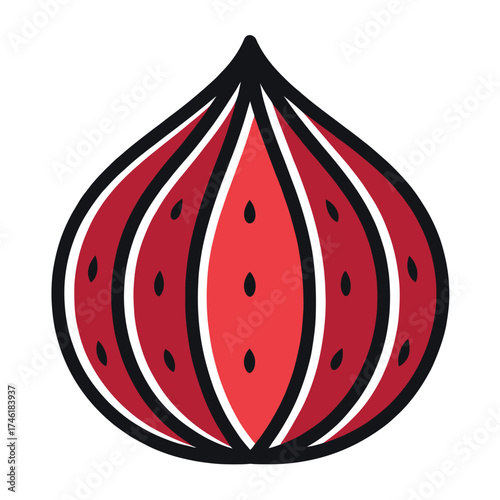 Red Fig Icon Stylized Illustration Isolated