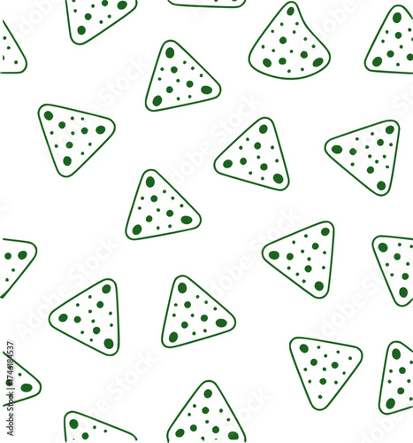 Seamless Pattern of Green Tortilla Chips with Dots