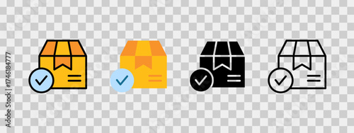 Box icons with check marks, suitable for project management and infographic designs.