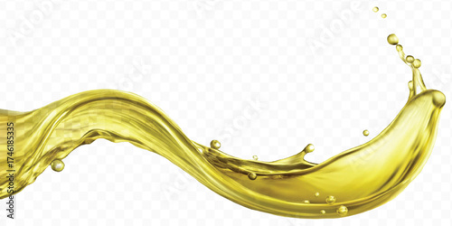 fresh smooth liquid olive flow fuel wave in mid air cut out and curve style isolated on transparent background