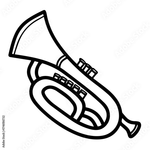 Tableau sur toile Simple outline drawing of a tuba or baritone brass instrument vector illustratio