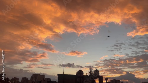 sunset in the city