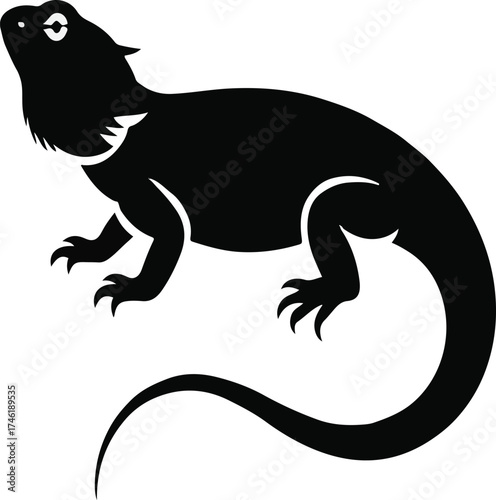 Black Dragon Illustration – Dark Fantasy Reptilian Creature with Wings