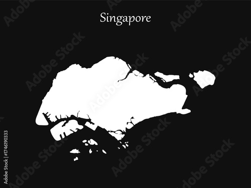 Singapore map silhouette vector illustration isolat