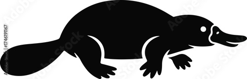 Minimalist Black and White Platypus Illustration – Simple Line Art Vector