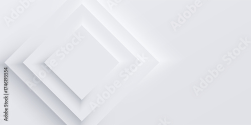 Top view podium, bright neumorphic design. Square shape with corners. Light, soft, clear, and simple vector illustration. Elegant abstract background with copy space.