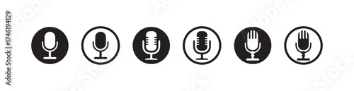 Microphone icon set, Karaoke mic web and mobile app icon, Voice, recording Studio Symbol collection, Retro style microphone icon, Vector illustration EPS 10.