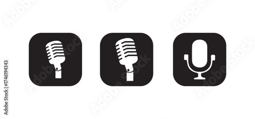 Microphone icon set, Karaoke mic web and mobile app icon, Voice, recording Studio Symbol collection, Retro style microphone icon, Vector illustration EPS 10.