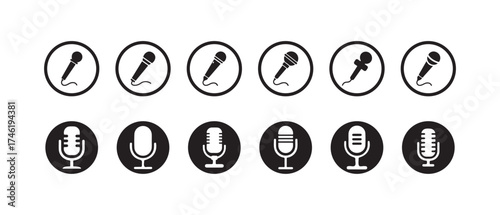 Microphone icon set, Vocal signs, voice icon symbol, microphone mic icon, Different microphone collection, Vector illustration EPS 10.