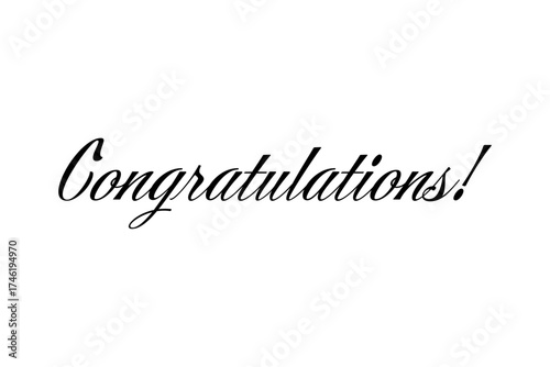 Congratulations! - 筆記体で書いた、Congratulations!（おめでとうございます！）の文字の、おしゃれなロゴマーク
